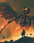 Papier Peint Dark Fantasy - Ange Squelette Infernal