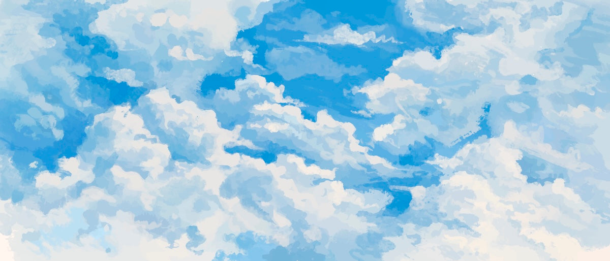 Papier peint nature - cumulus blancs dans le ciel d'été