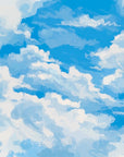 Papier peint nature - cumulus blancs dans le ciel d'été