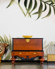 Papier Peint Illustration - Feuillage Tropical Sur Fond Blanc