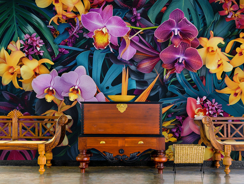 Papier Peint Floral - Plantes Tropicales Fleuries