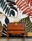 Papier Peint Exotique - Feuillage Tropical Stylisé