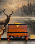 Papier Peint Illustration - Forêt Enneigée Et Cerf