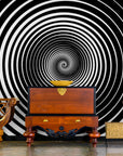 Papier Peint Géométrique - Tourbillon Noir Dynamique