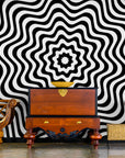 Papier Peint Géométrique - Tourbillon Noir