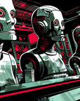Science fiction wallpaper – industrial robots in a row