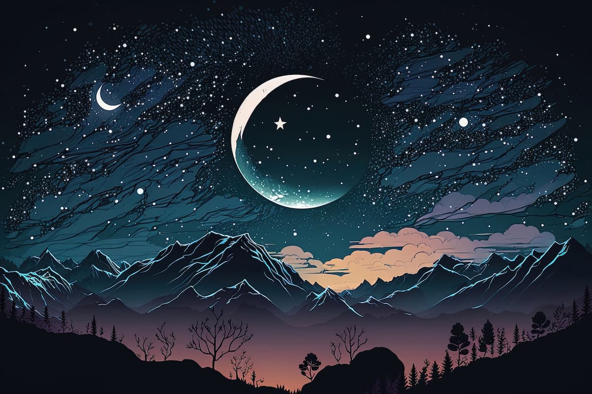 Papier Peint Montagne - Nuit Étoilée