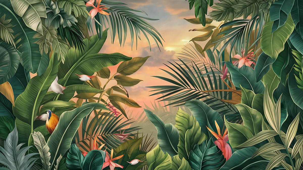 Papier peint jungle - Feuillage tropical luxuriant