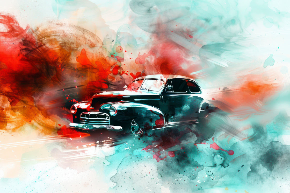 Autos-Tapete - Im Aquarell gemaltes Oldtimer-Auto
