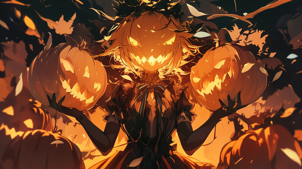 Tapeta halloweenowa – postać z dyniową głową