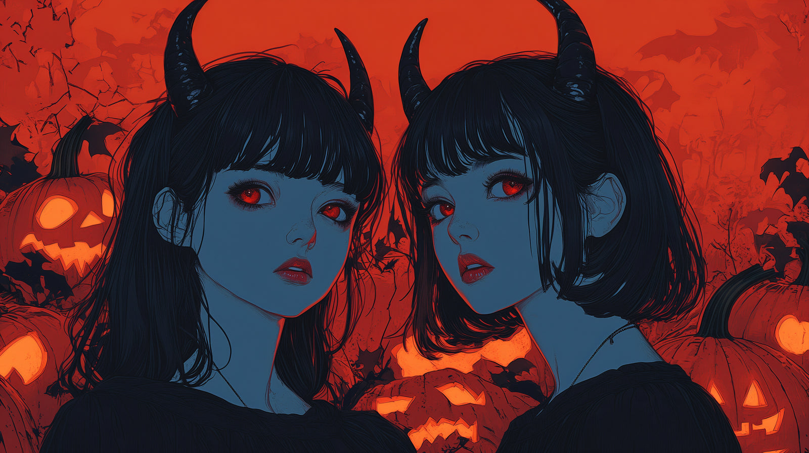 Papier Peint Halloween – Jumelles Démoniaques
