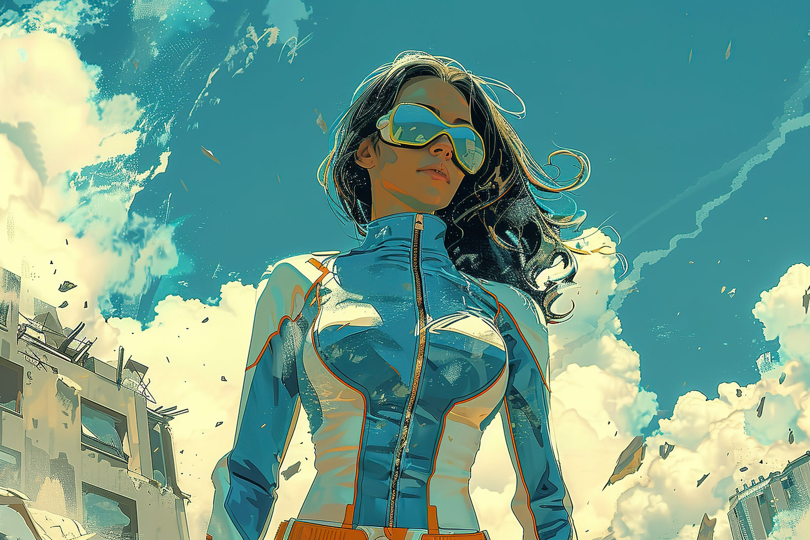 Papier Peint Illustration – Héroïne Futuriste