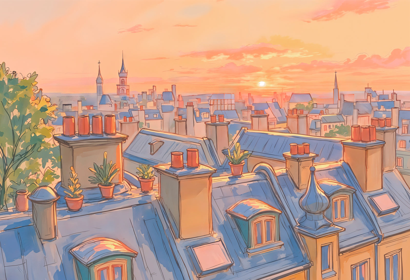 Paris Wallpaper – Rooftops at Sunset