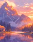 Landscape wallpaper – mountain lake at sunset