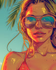Papier Peint Summer – Surfeuse Tropicale