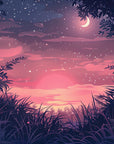 Papier Peint Illustration - Ciel Étoilé À Travers La Forêt