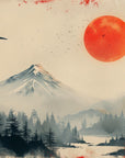 Papier Peint Japonais - Montagnes Et Grue