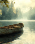 Nature Wallpaper – Wooden Boat on a Misty River