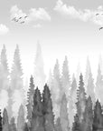 Papier Peint Noir et Blanc - Forêt Brumeuse
