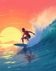 Papier Peint Surf - Vague du Soleil Couchant