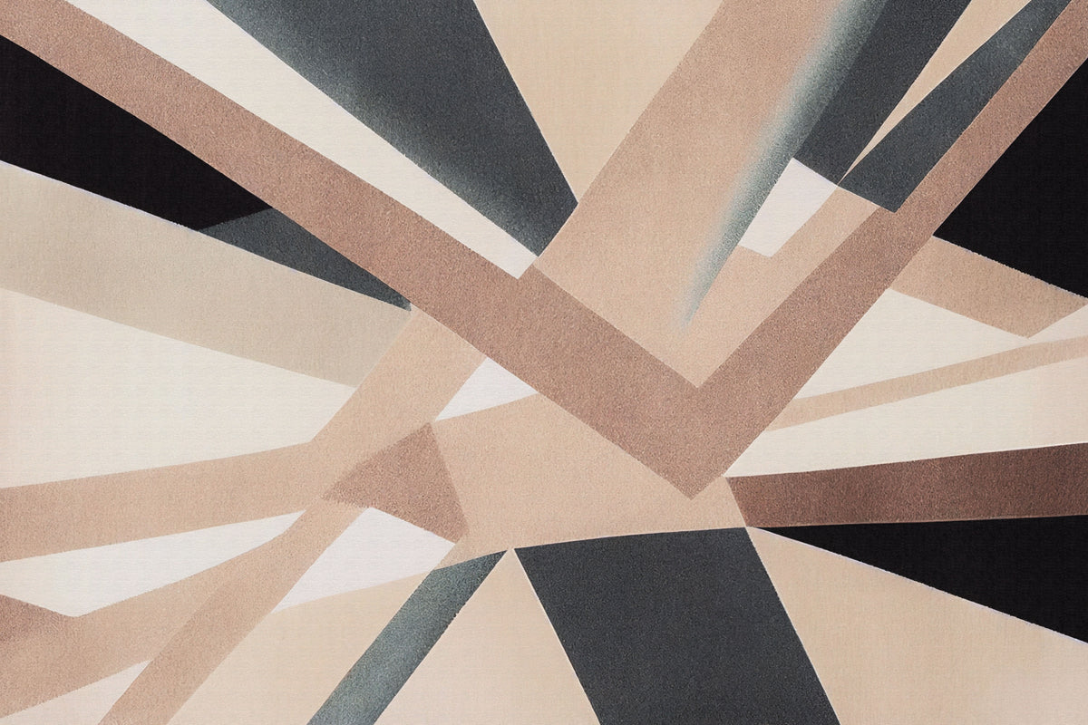 Abstract behang - Beige en zwarte geometrische lijnen