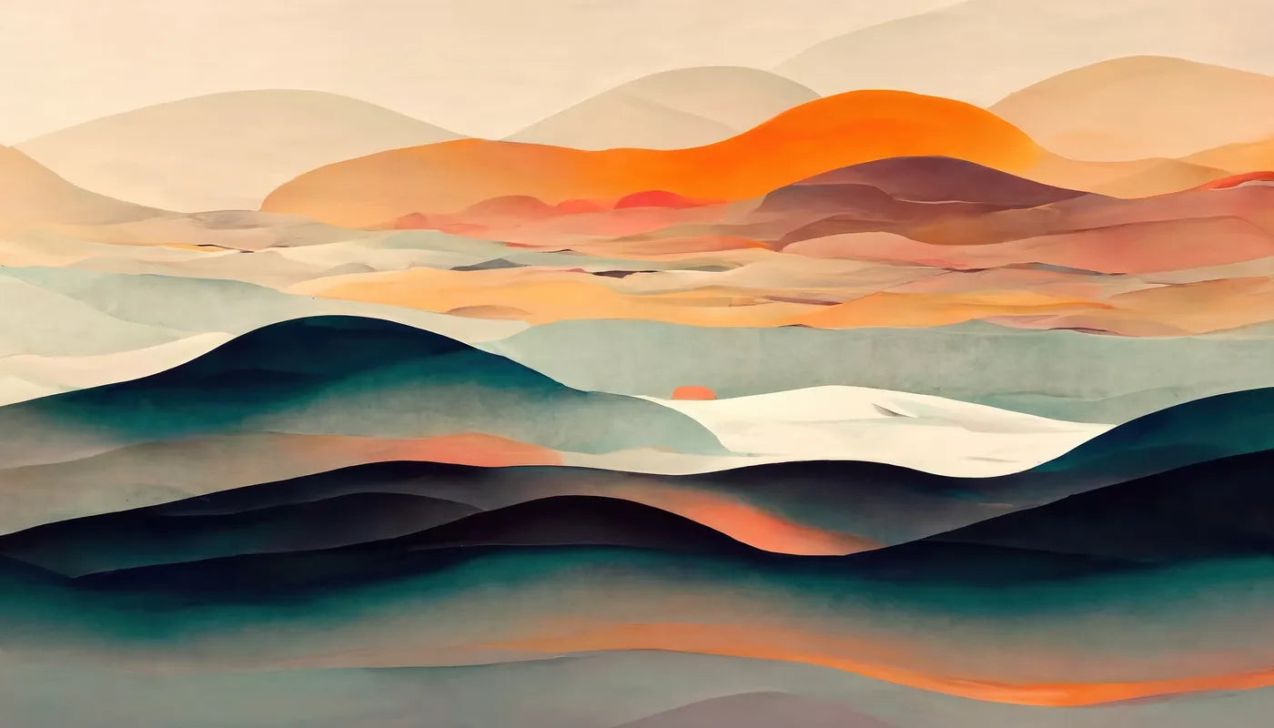 Papier Peint Abstrait - Montagnes Et Ciel Onirique