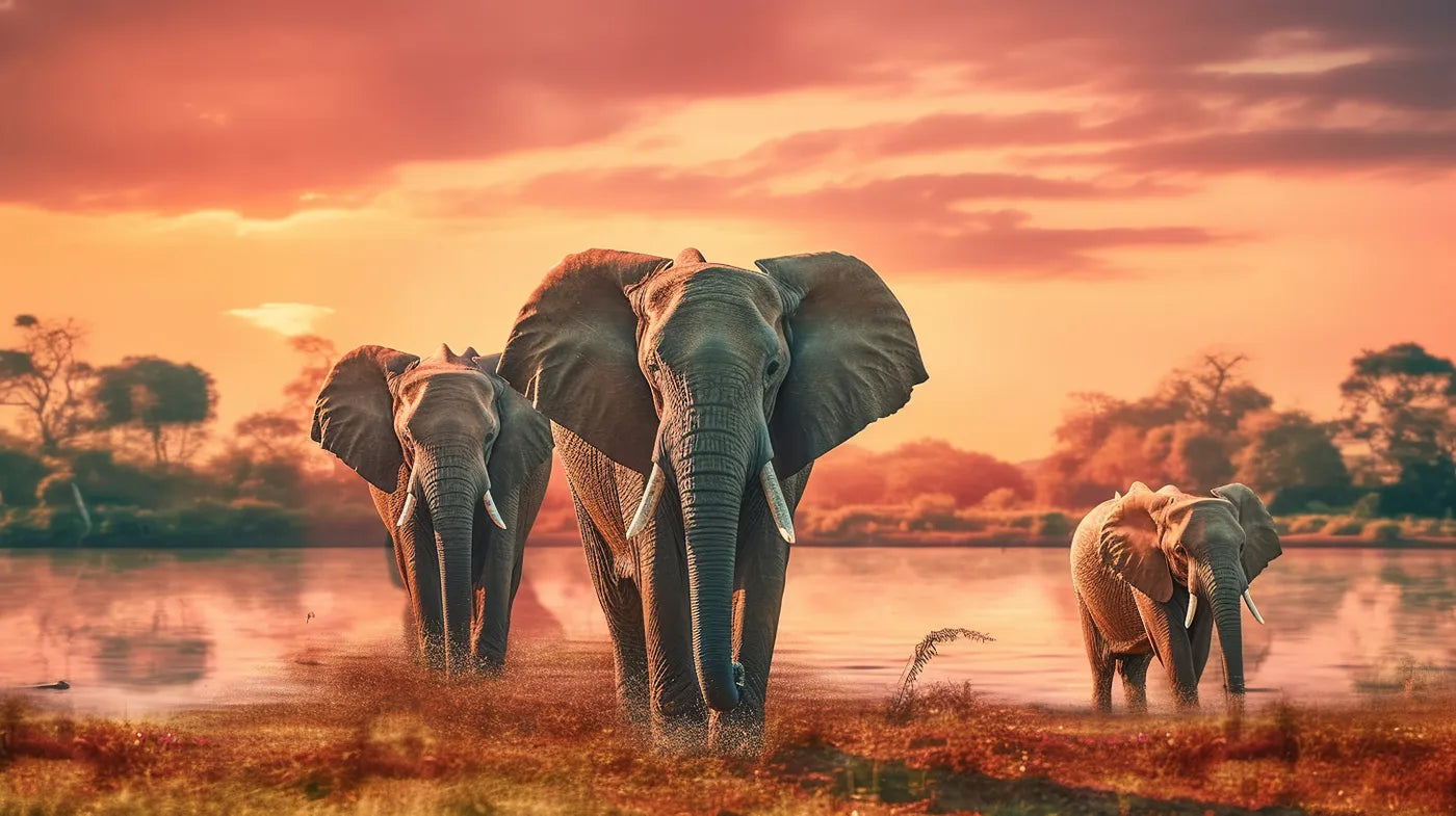 Animal Wallpaper - Elephants at Sunset