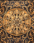 Papier peint baroque - grands motifs dorés sur fond noir