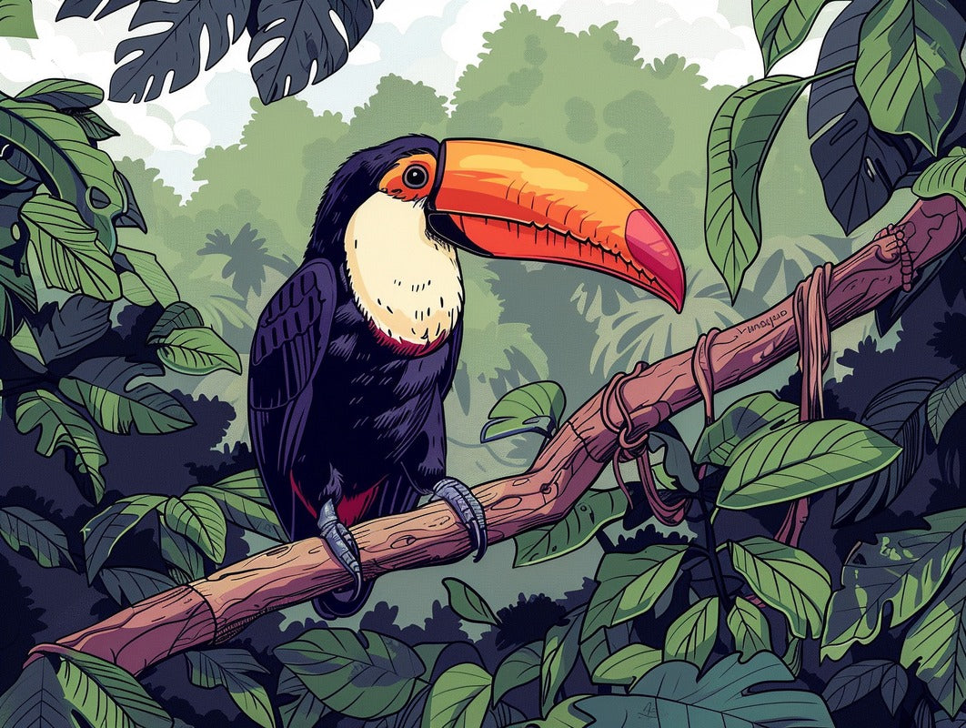 Papier Peint Exotique - Forêt Tropicale Et Toucan