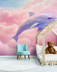 Papier Peint Enfant - Dauphin Dans Les Nuages