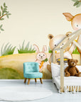 Papier Peint Enfant - Paysage Avec Animaux De La Forêt