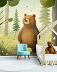 Papier Peint Enfant - Ours Dans La Forêt Mystique