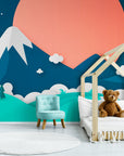 Papier Peint Enfant - Plaine Et Montagne Géométrique
