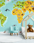 Papier Peint Enfant - Carte Du Monde Découverte