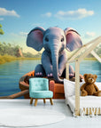 Papier Peint Enfant - Petit Éléphant Sur Un Bateau
