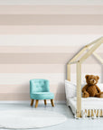 Papier Peint Enfant - Bandes Rose Et Beige