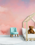 Papier Peint Enfant - Nuages Roses Et Étoiles