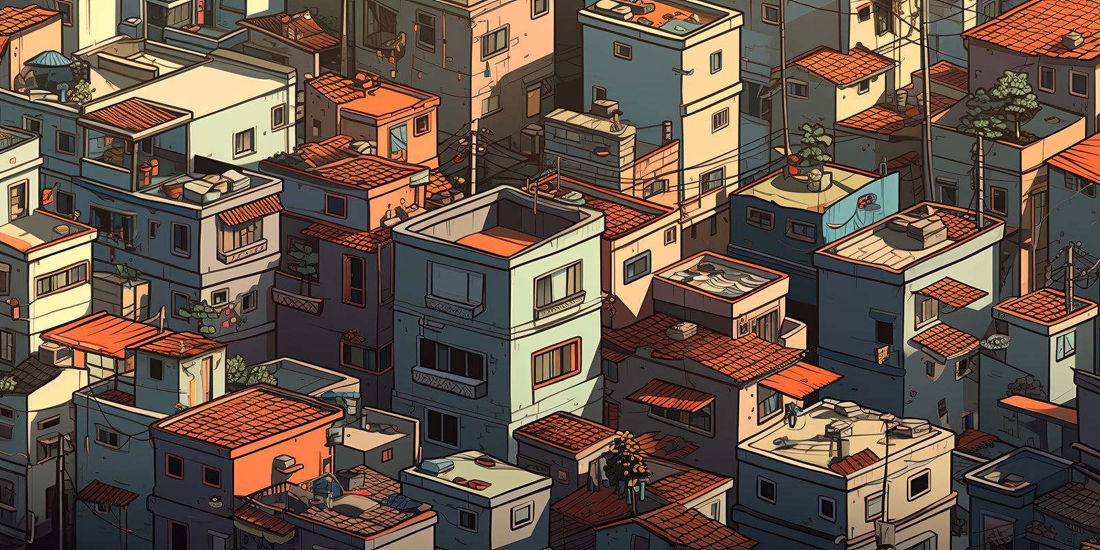 Architecture wallpaper – Stacked houses and tiled roofs