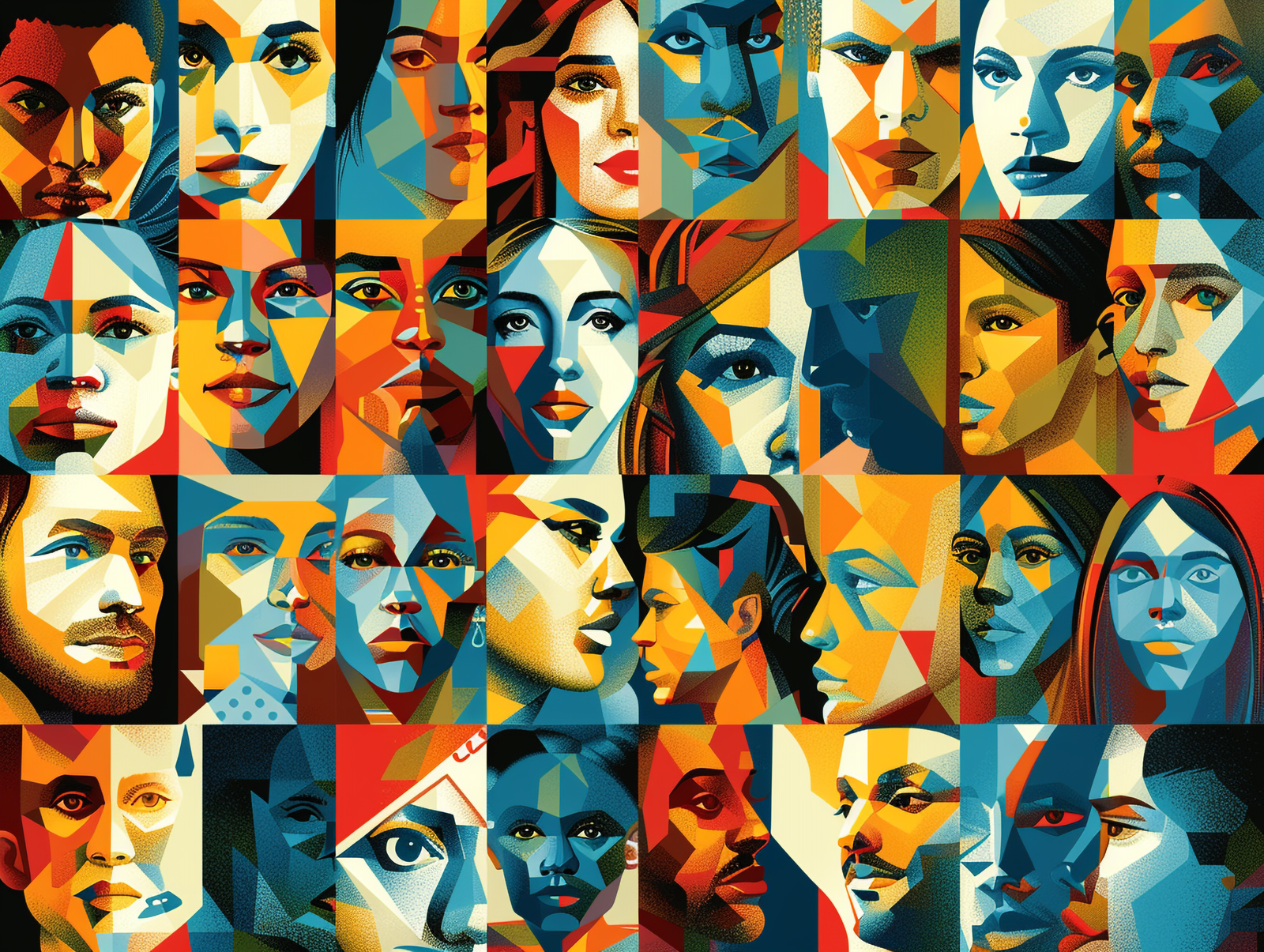 Papier peint Art – Portraits cubistes colorés