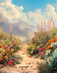 Nature Wallpaper – Mountain Path and Colorful Flowers