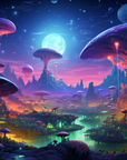 Fantasy wallpaper – Luminous mushroom world
