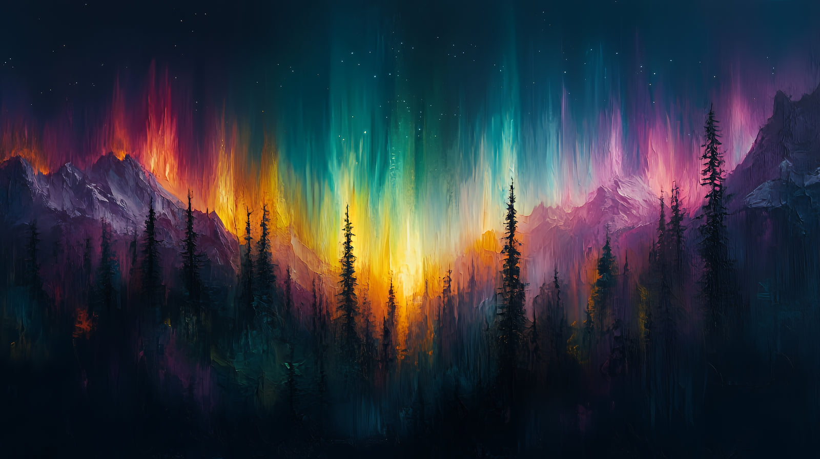 Papier peint abstrait – Forêt lumière colorée