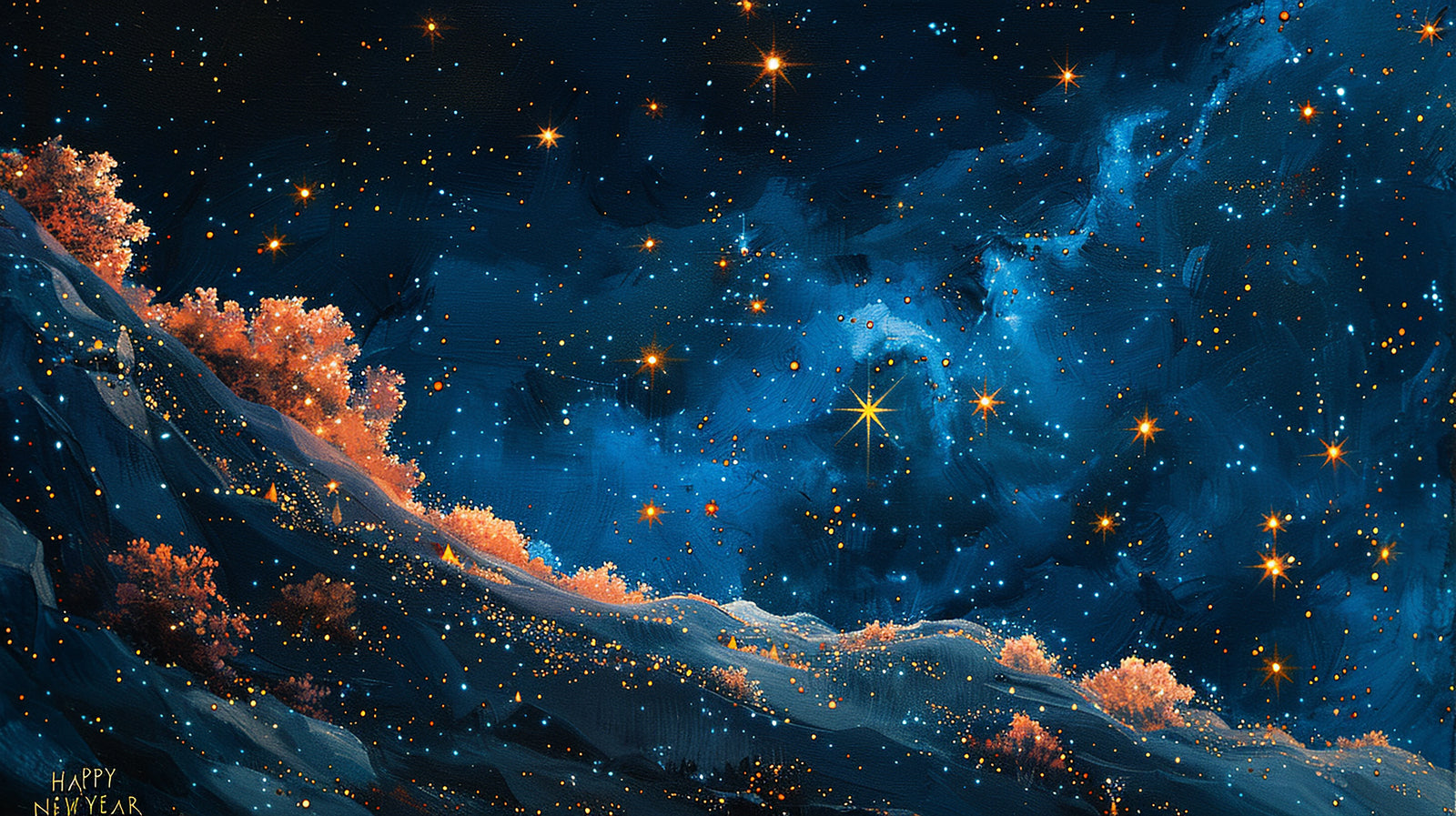 Papier peint cosmos – Ciel étoilé doré