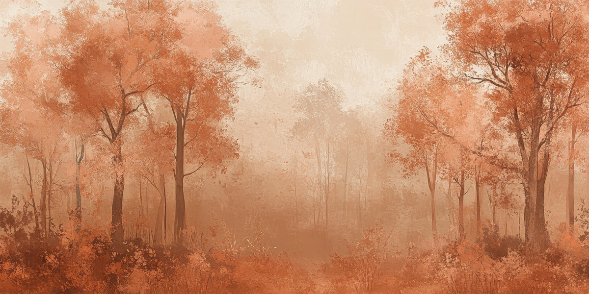 Naturel behang - Herfstbos in de mist