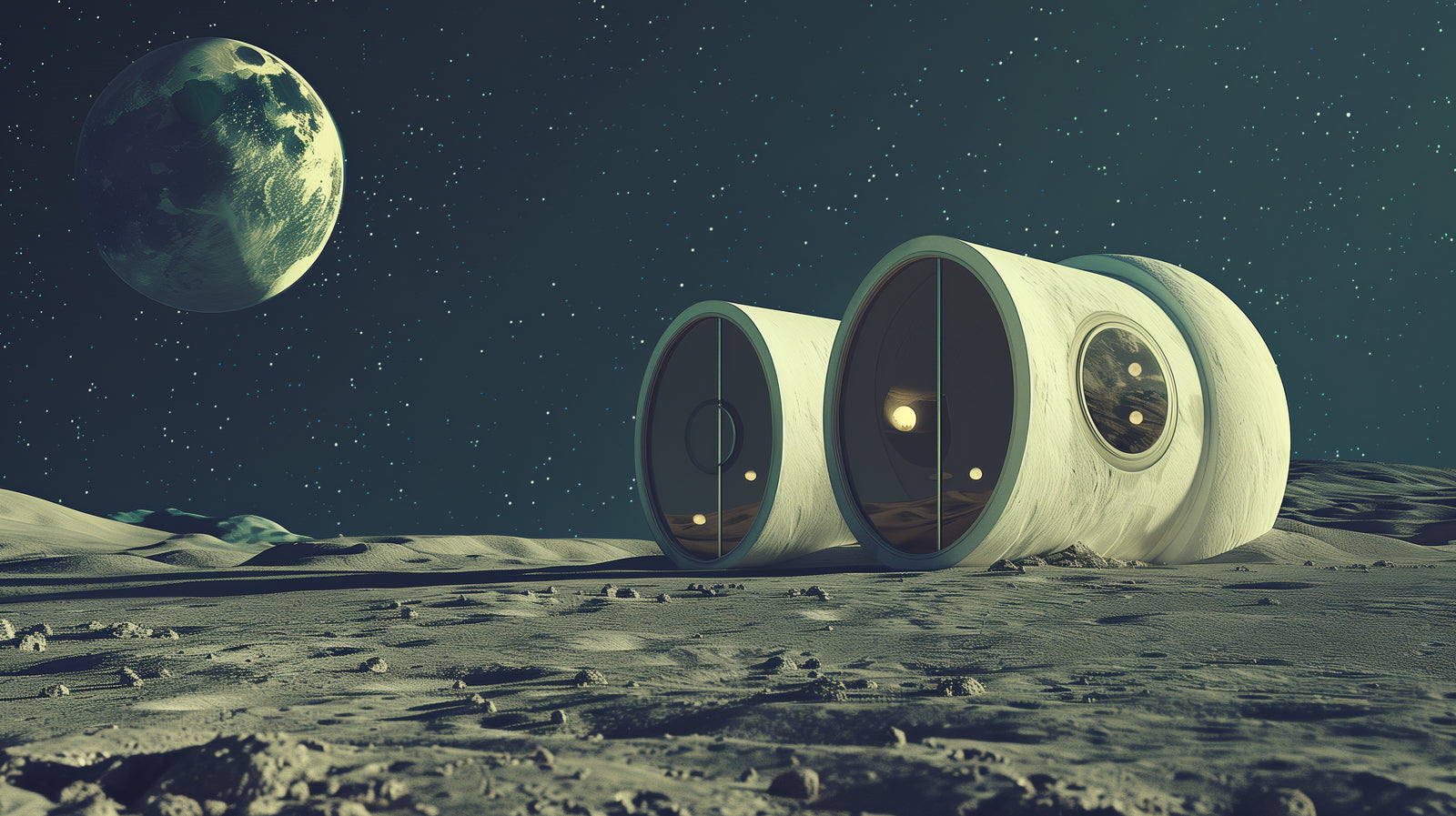 Papier Peint Espace - Base Lunaire Futuriste