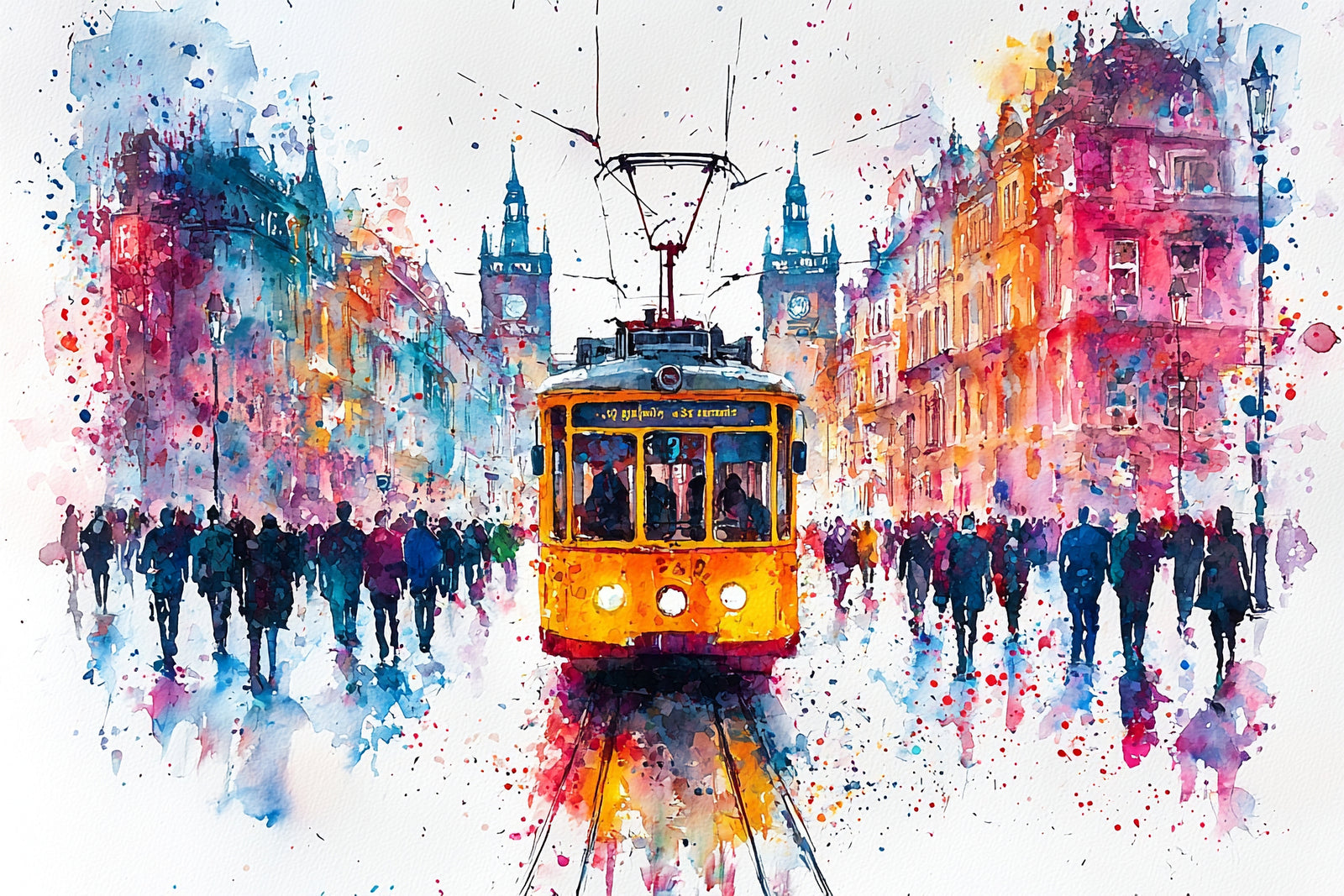 City wallpaper – Colorful artistic tram