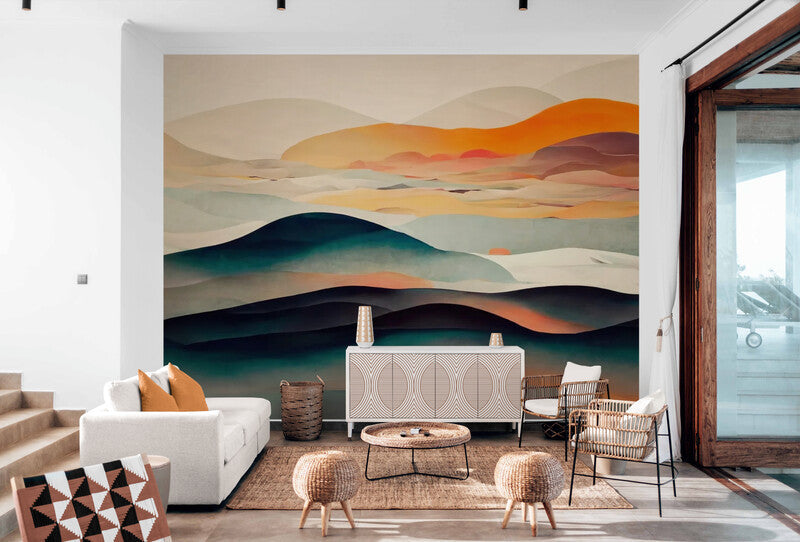 Papier Peint Abstrait - Montagnes Et Ciel Onirique