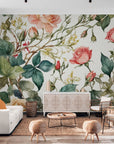 Floral Wallpaper - Delicate Roses on White Background