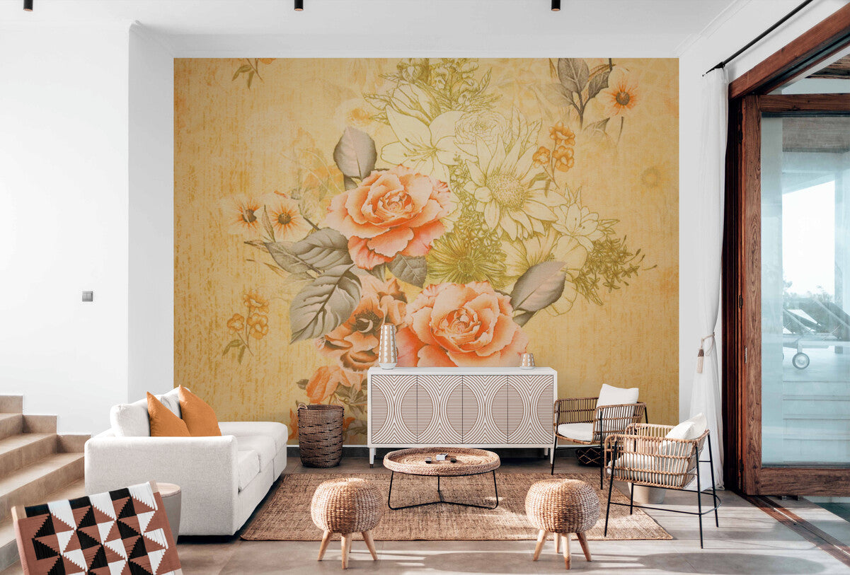 Vintage Wallpaper - Retro Floral Bouquet