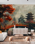 Papier Peint Japonais - Temple Et Montagne